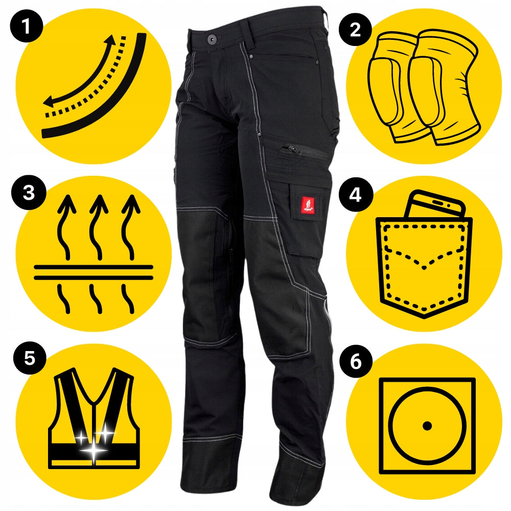 Men's Work Pants Tactical Black Reinforced Elastic Strong Packaging status original