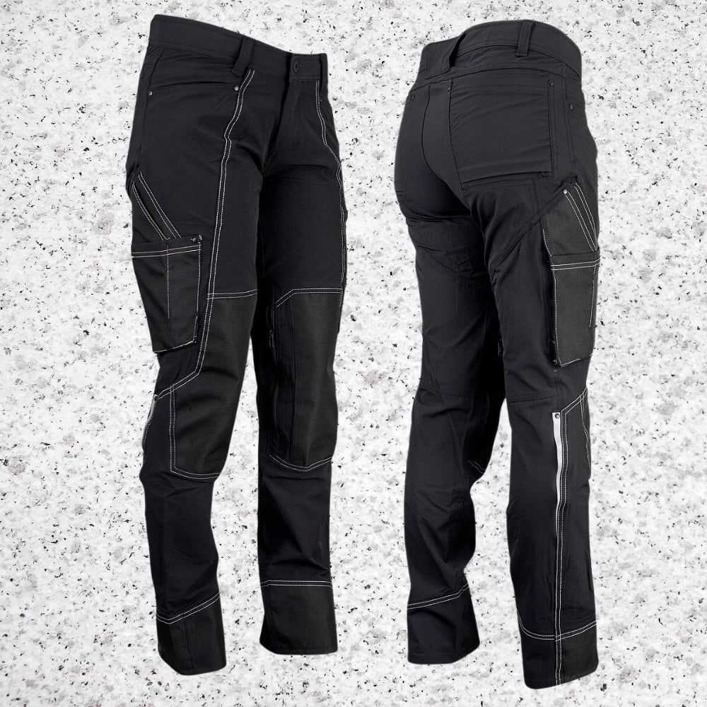 Men's Work Pants Tactical Black Reinforced Elastic Strong Season spring/fall