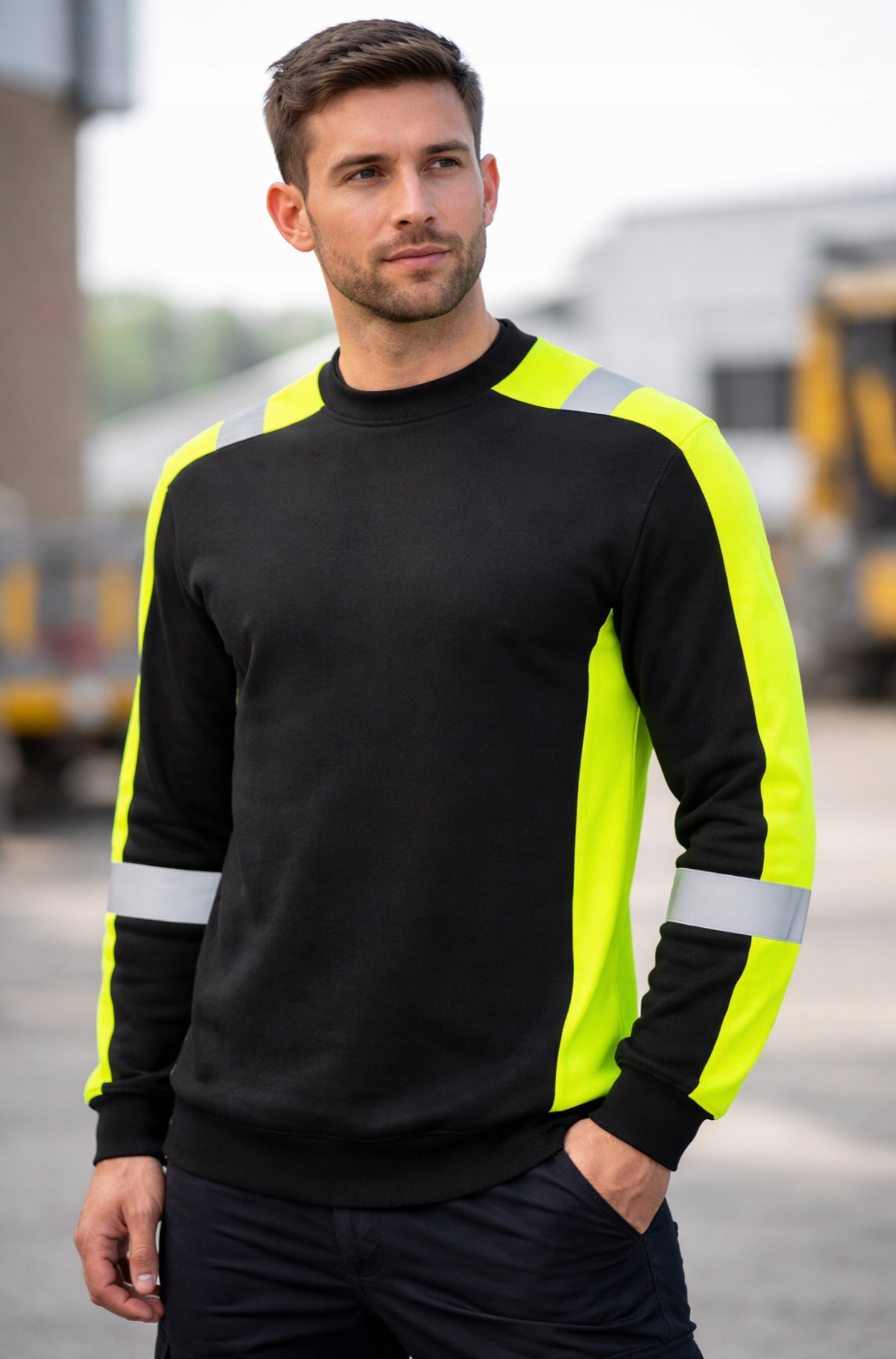 Men's Work Reflective Long Sleeve Warning Health and Safety Shirt r. 3XL Packaging status original