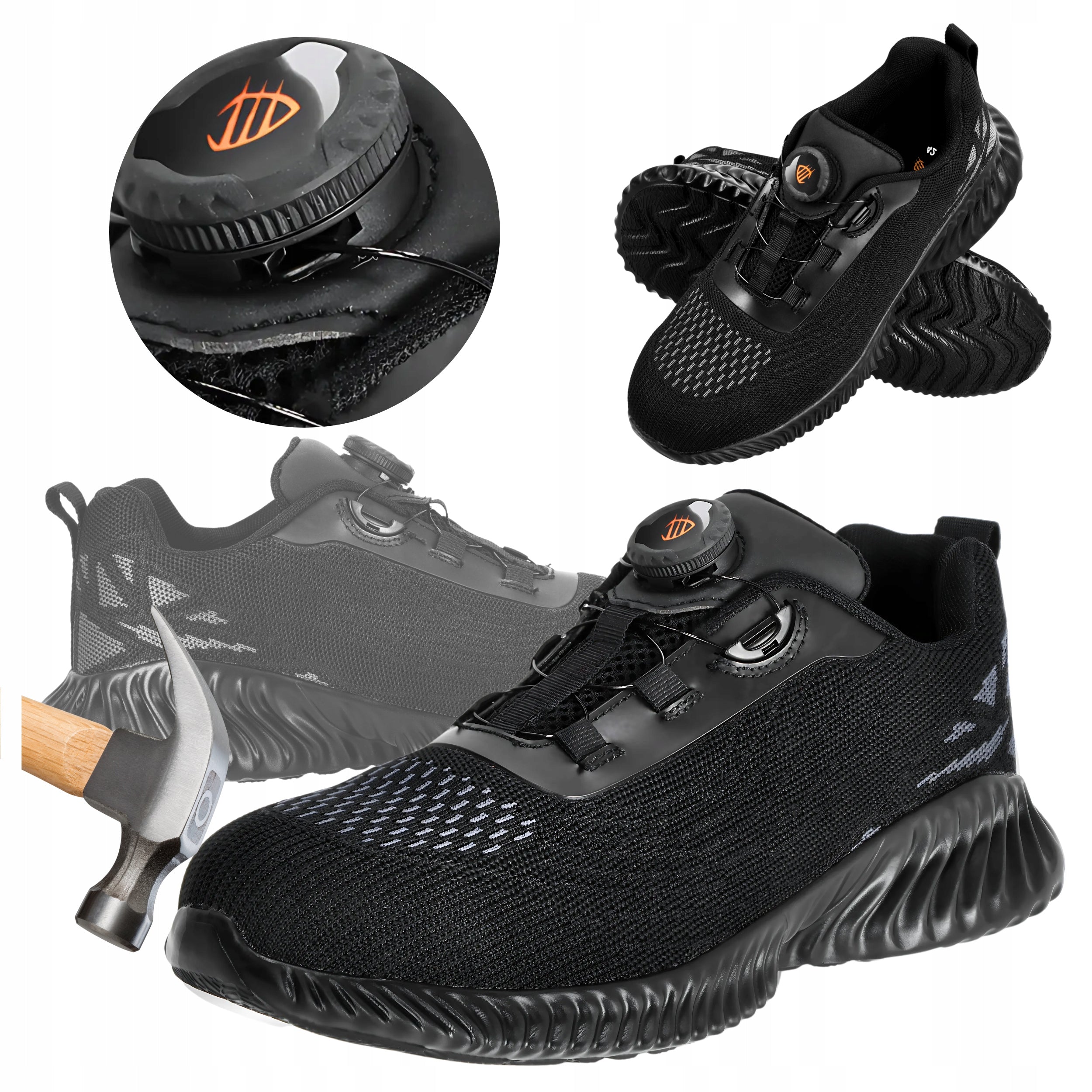 Men's Work Shoes BOA Mesh Shoes with Toe Breathable Lightweight Health and Safety