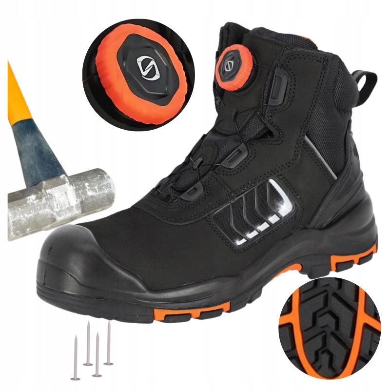 Men's Work Shoes S3 High Boots Leather Waterproof with BOA Toe