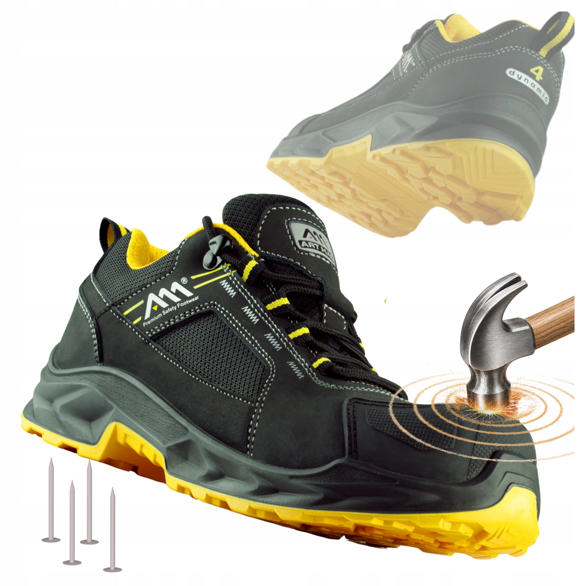 Men's Work Shoes S3 Leather Waterproof with Health and Safety Toe without Metal Lightweight