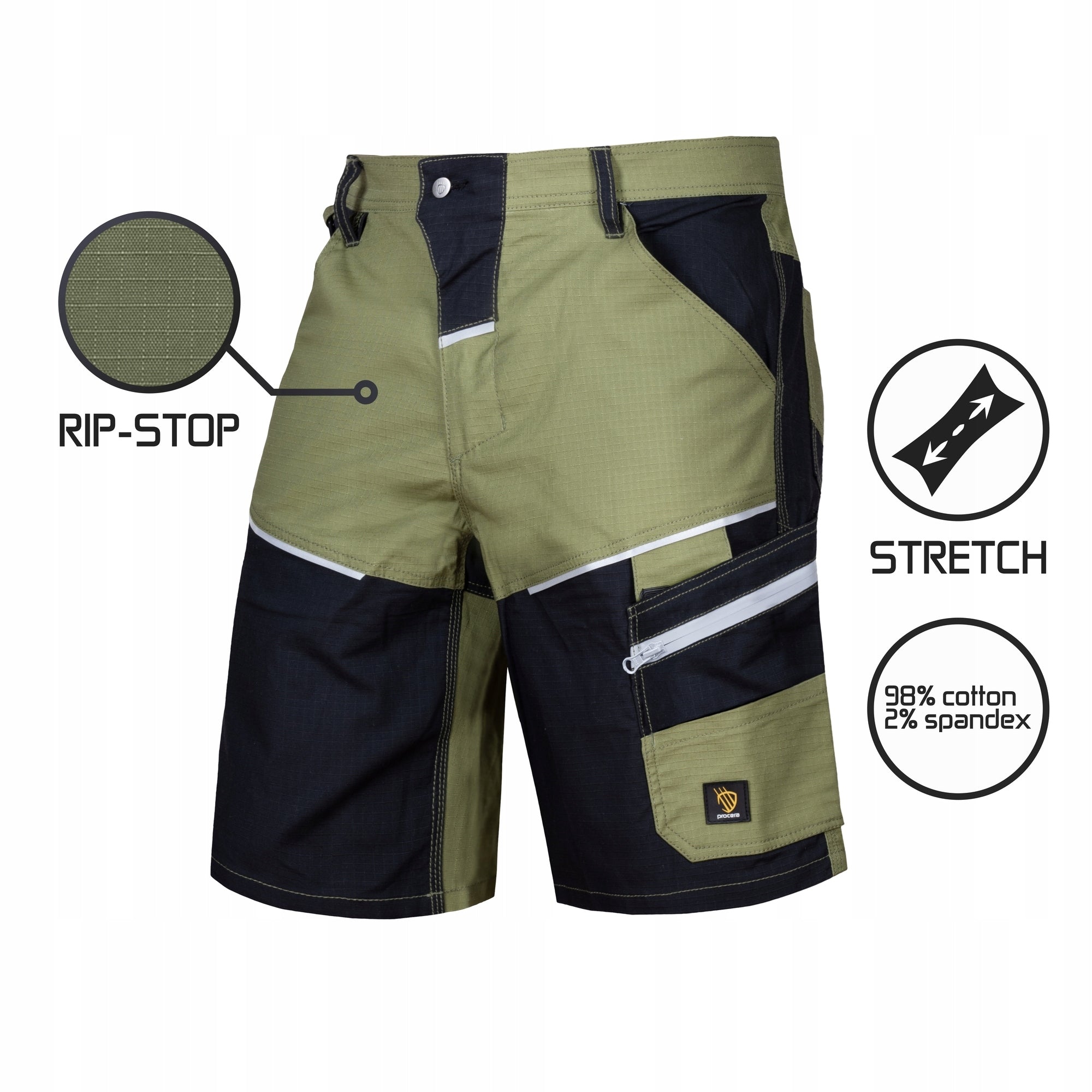 Men's Work Shorts ELASTIC Stretch Cotton