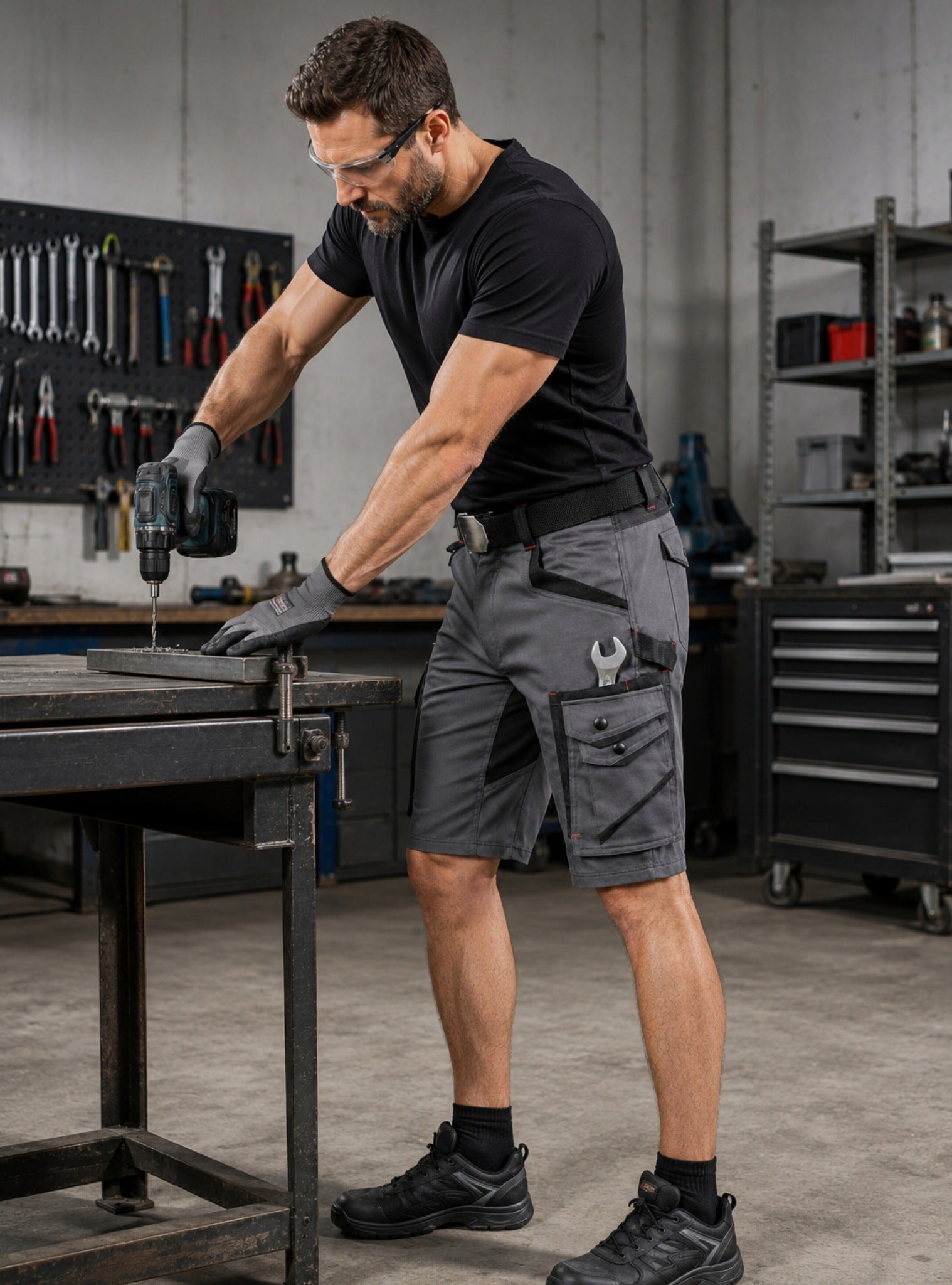 Men's Work Shorts Short Pants Assembly Shorts Elastic Health and Safety Manufacturer code Spodnie robocze krótkie spodenki robocze BHP