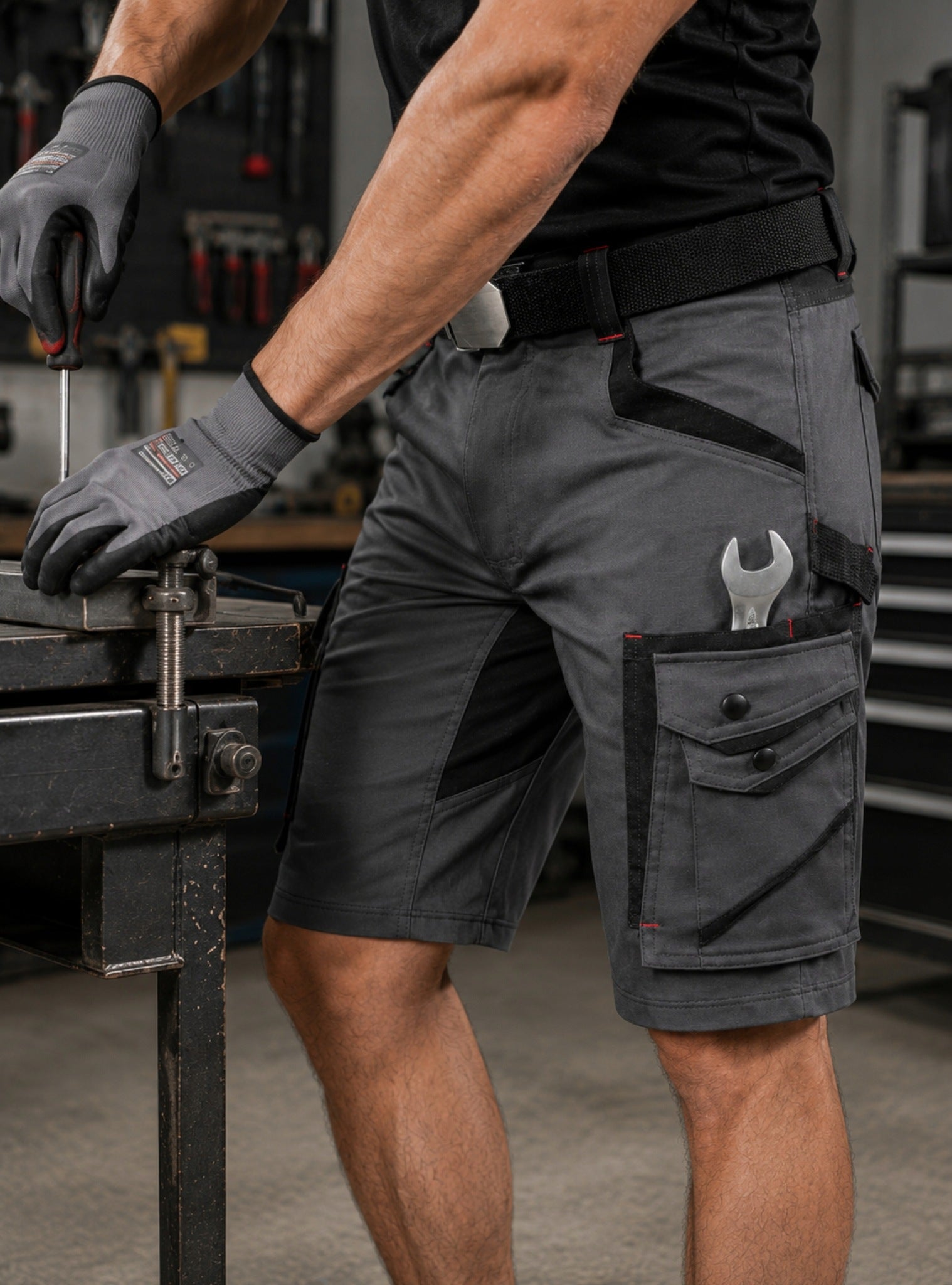 Men's Work Shorts Short Pants Assembly Shorts Elastic Health and Safety Packaging status original