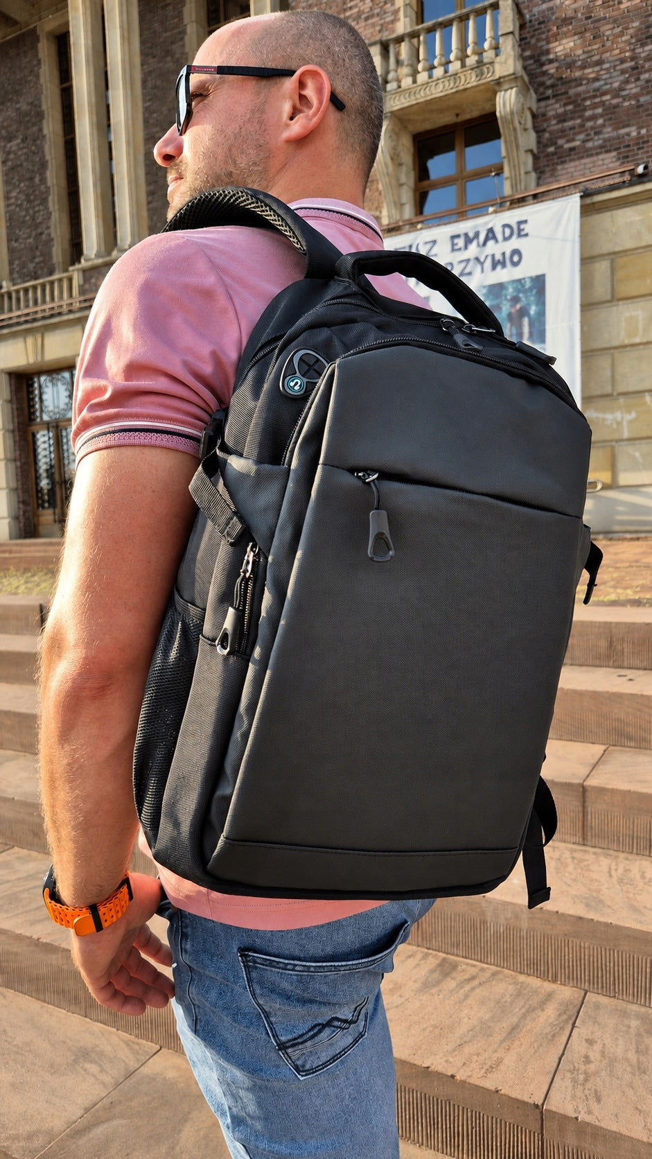 Men's backpack black for school work laptop 15,6 anti-theft USB Brand no brand
