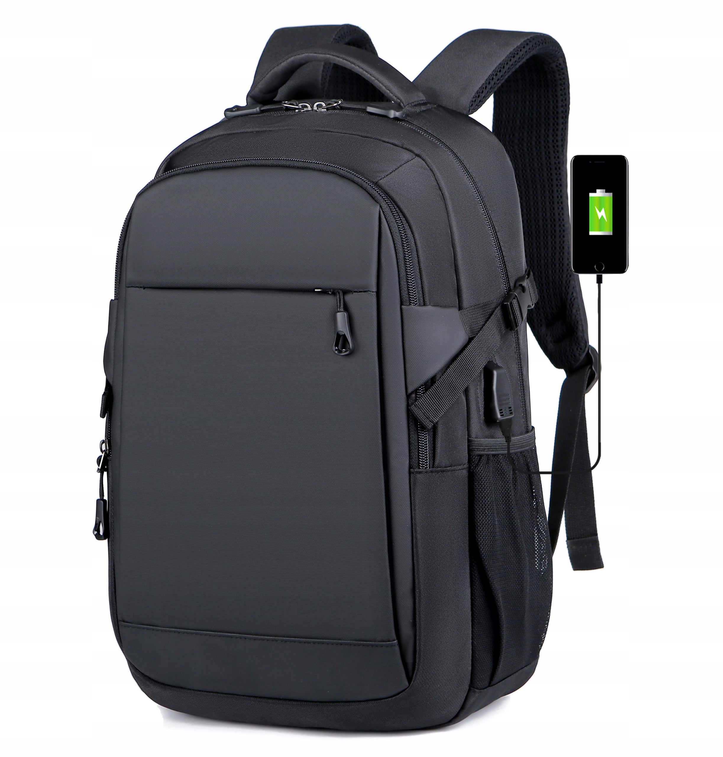 Men's backpack black for school work laptop 15,6 anti-theft USB