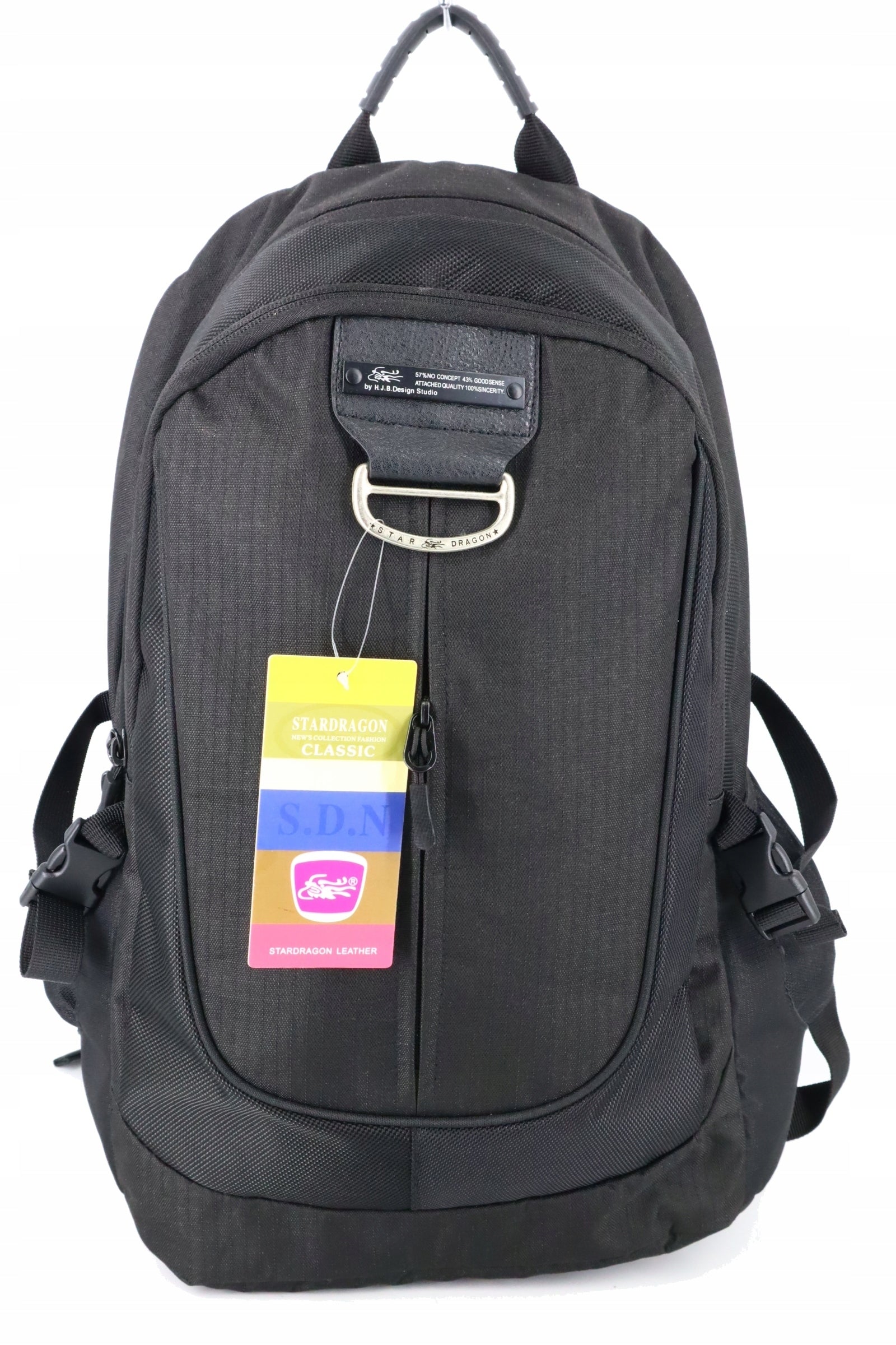 Men's backpack black multi-chamber for school work travel mountain codura