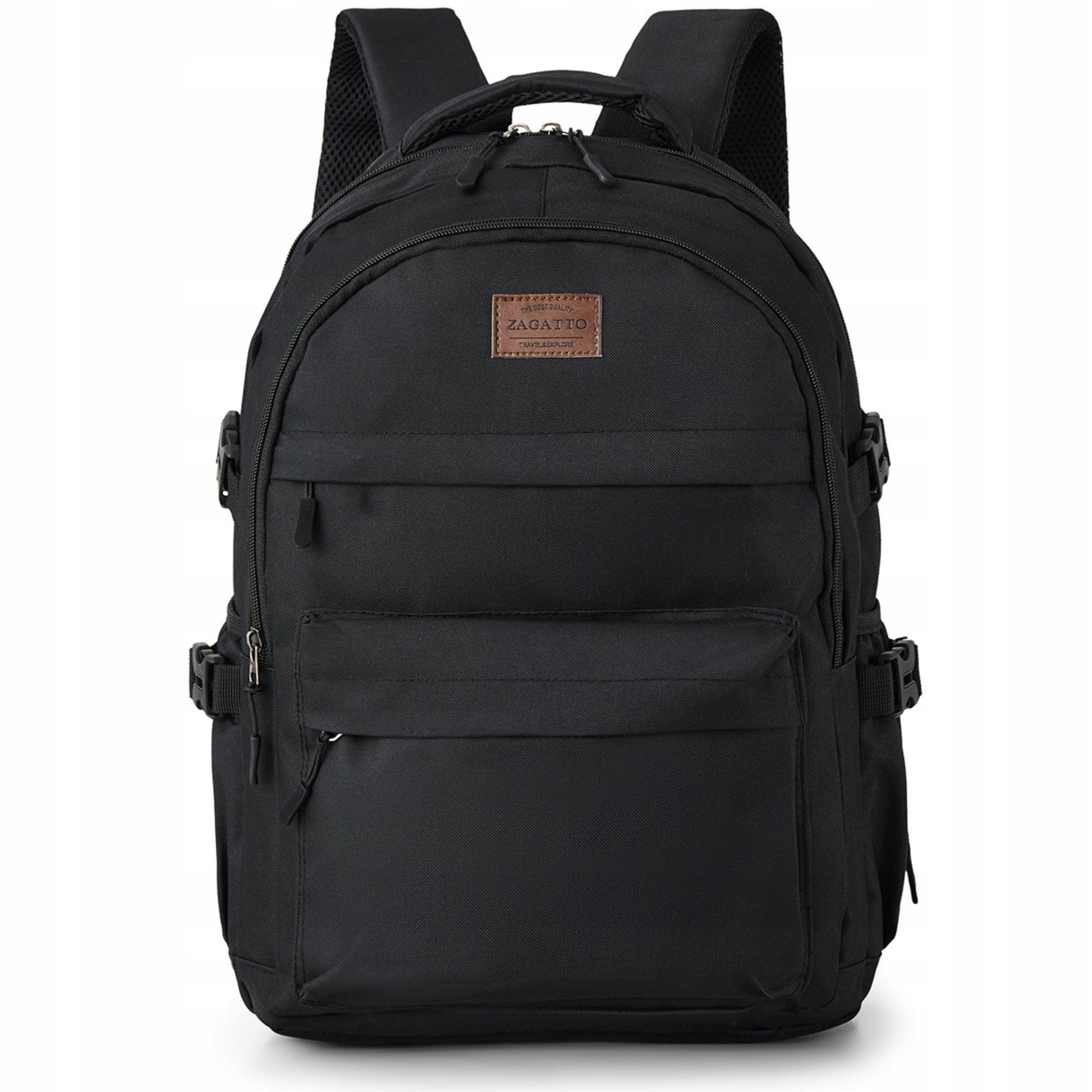 Men's backpack black urban multi-chamber sports for work school ZAGATTO