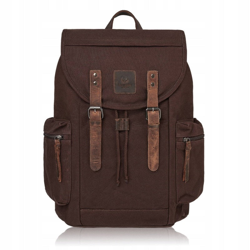 Men's backpack for work large brown roomy vintage Paolo Peruzzi T-19-BR
