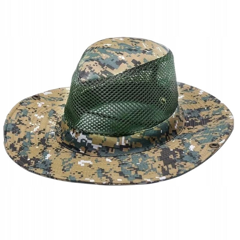 Men's camo fish hat with drawstring and mesh universal