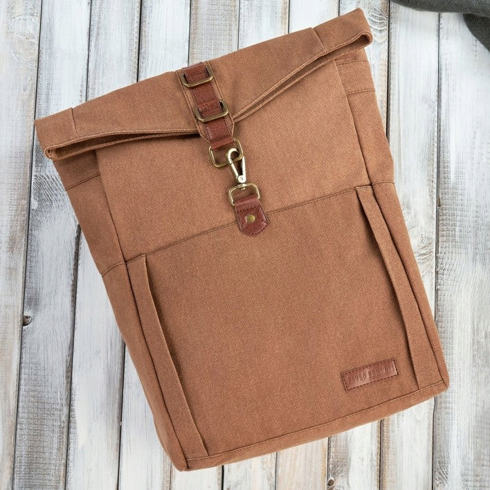 Men's courier backpack city school brown for school and university A4 Brand Paolo Peruzzi