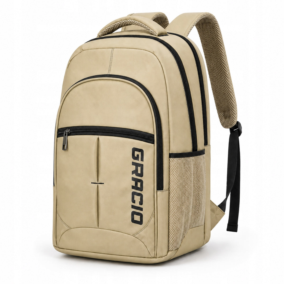 Men's hiking backpack for work on laptop beige-black business GRACIO