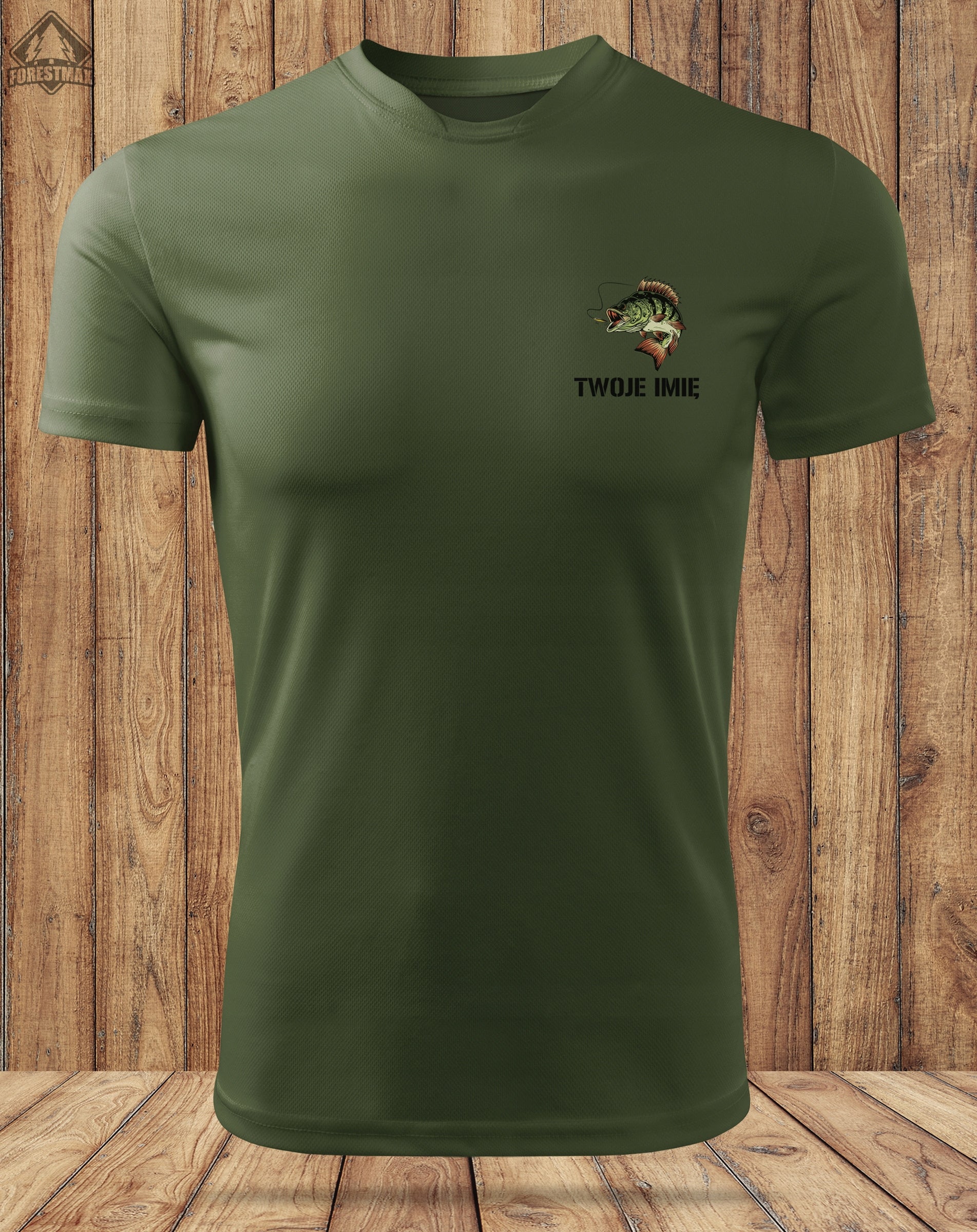 Men's khaki thermoactive shirt for fish with OWN INSCRIPTION for a gift - XL Size XL