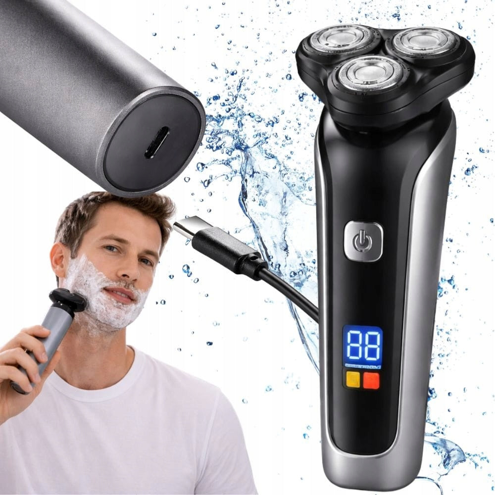Men's rechargeable 500mAh electric shaver 3 heads for face and beard USB
