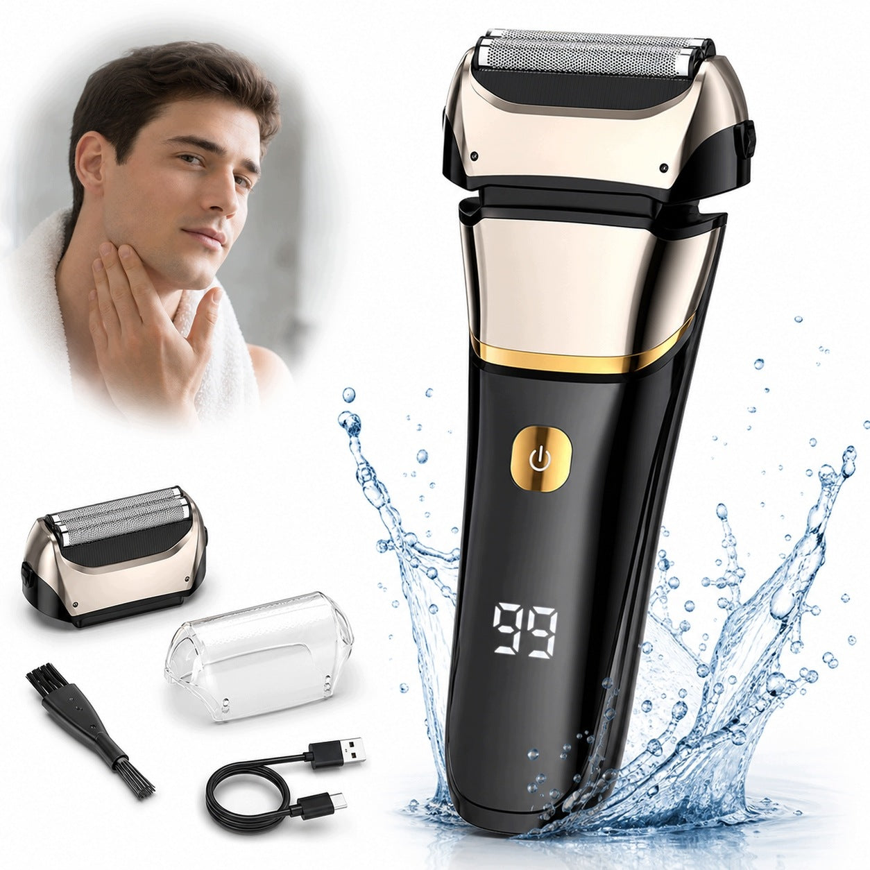 Men's shaver with wet and dry shaving trimmer (GIFT)