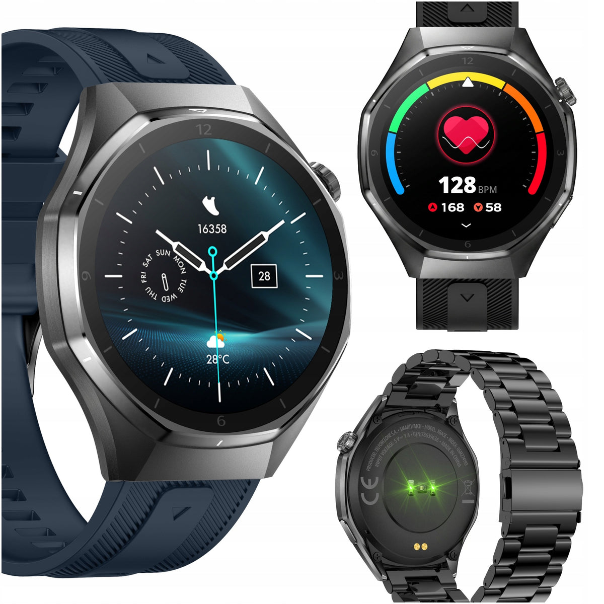 Men's smartwatch waterproof steel bracelet menu PL sport pulse