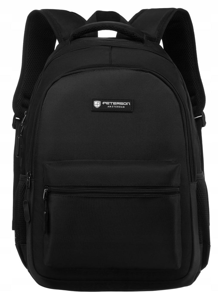 Men's sports backpack black roomy laptop pocket for school Peterson Packaging status original