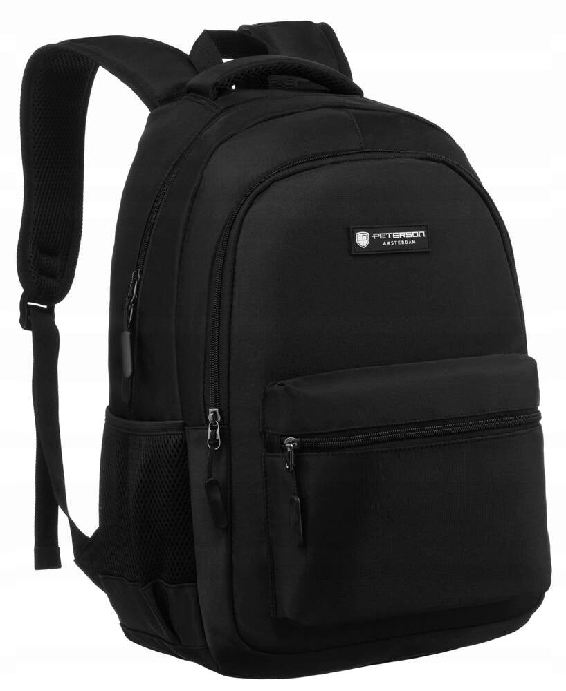 Men's sports backpack black roomy laptop pocket for school Peterson