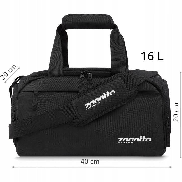 Men's sports bag women's black gym training bag 16l ZAGATTO Model ZG782