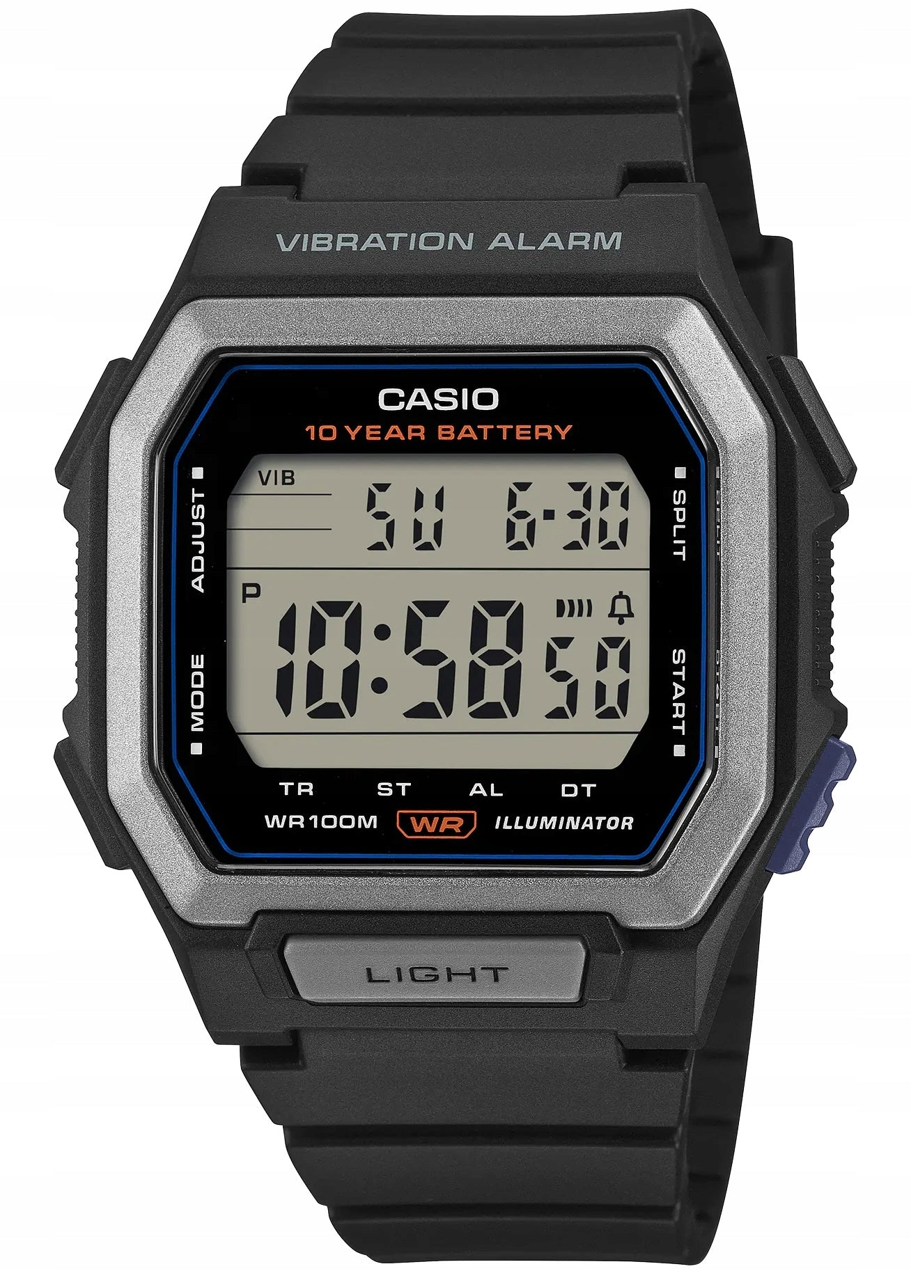 Men's sports watch on strap Casio W-738H alarm stop timer + Box