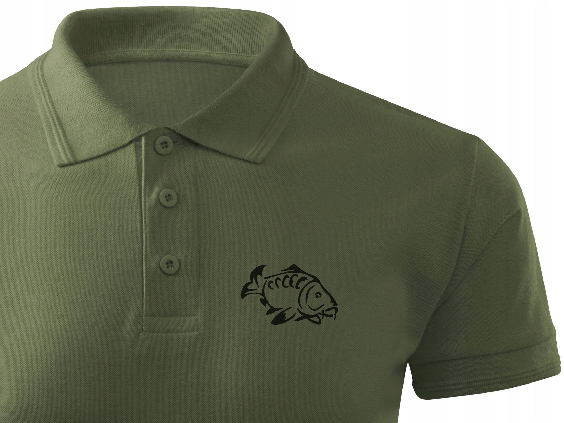 Men's summer polo khaki fishing shirt KARP print - size L