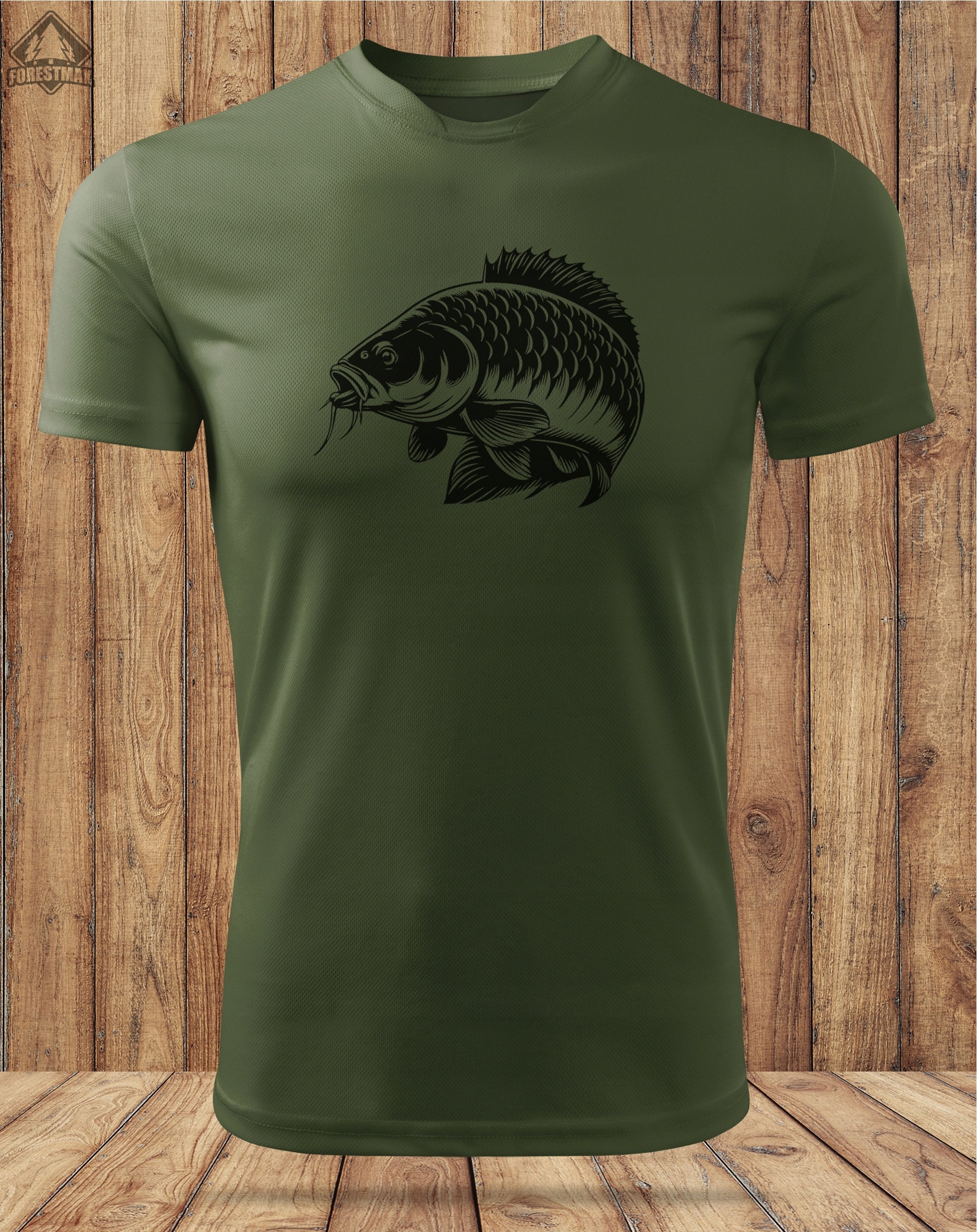 Men's thermoactive fishing shirt for summer khaki color print KARP r. S Size S