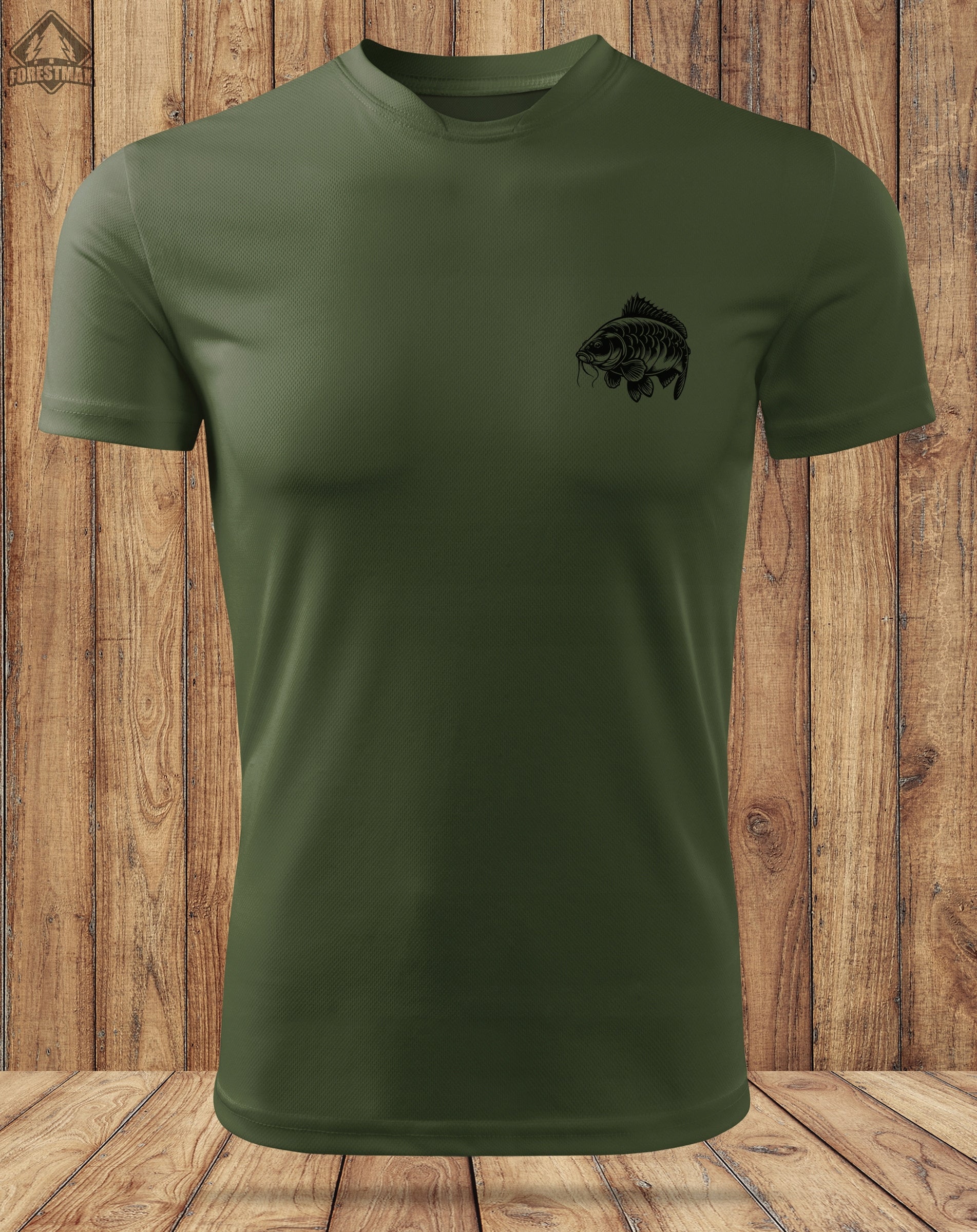 Men's thermoactive green T-shirt for Fisherman print KARP r. XXL Size XXL