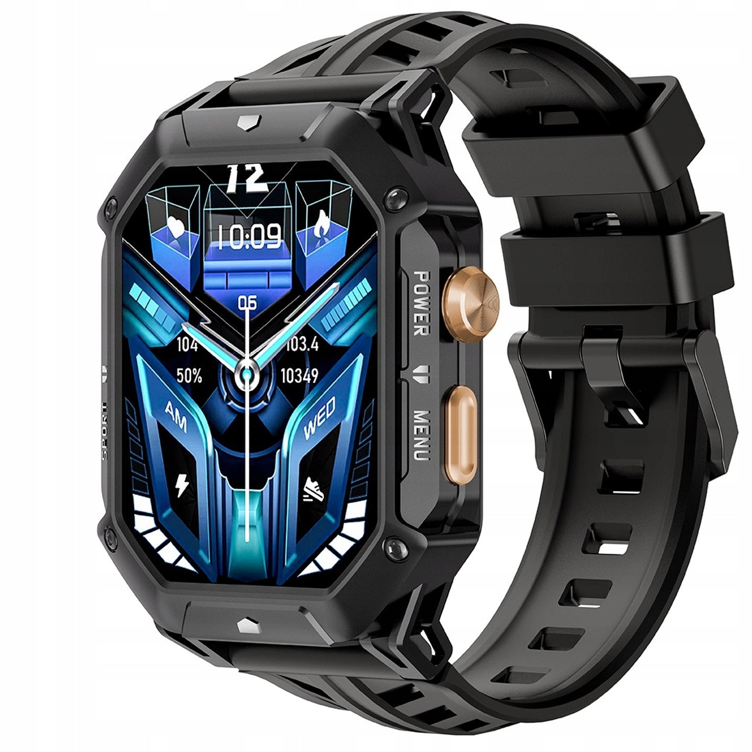 Men's watch Black smartwatch Military X1 BATTERY 1000 mAh BT80 Menu PL !