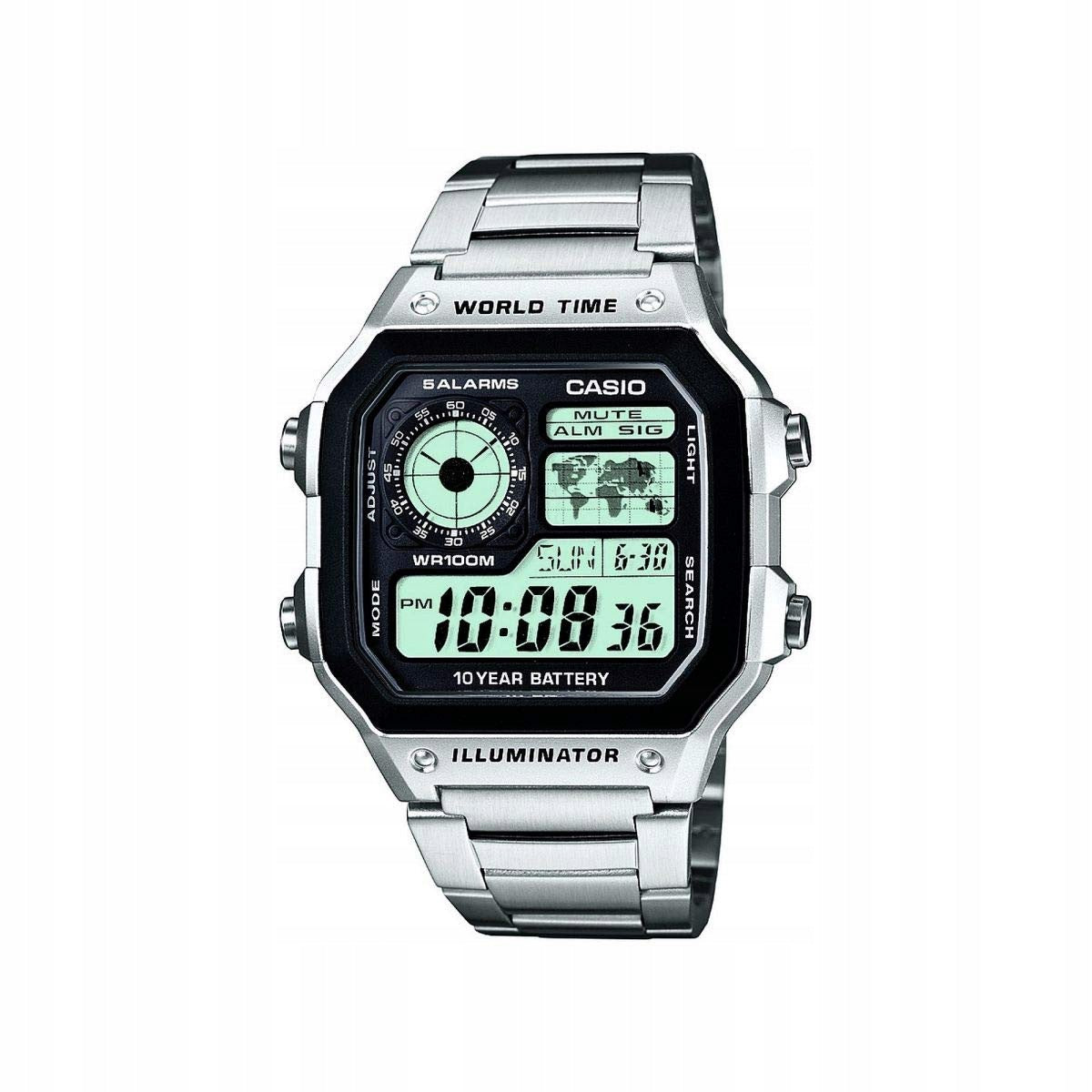 Men's watch Casio AE-1200WHD-1AVEF silver bracelet elegant design