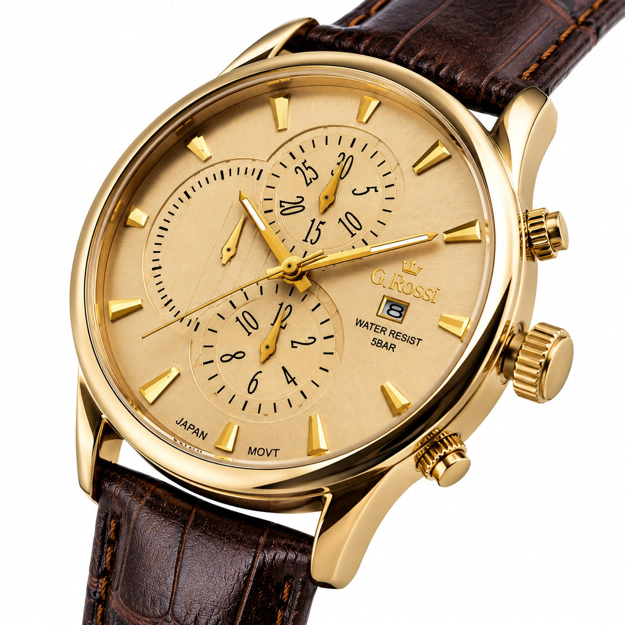 Men's watch G. Rossi LUXOR with ENGRAVING - leather strap + DATE Brand G. Rossi