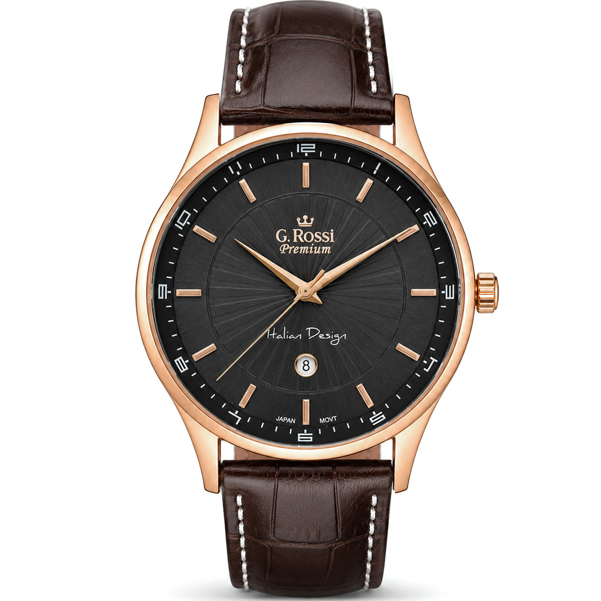 Men's watch G. Rossi PREMIUM-Scott- steel with ENGRAVING - leather strap Brand G. Rossi
