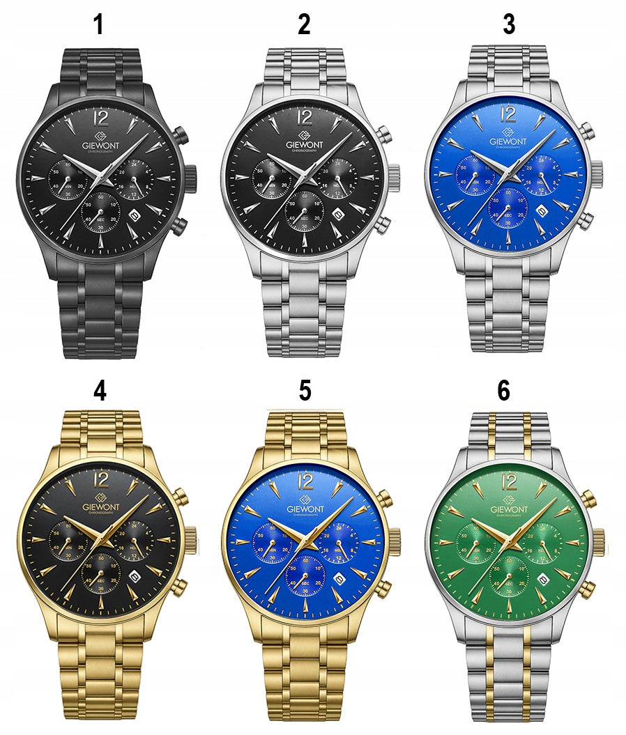Men's watch Giewont Bracelet Chronograph Sapphire GW6310 + BOX + ENGRAVING Packaging status original
