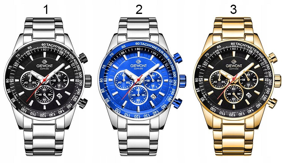 Men's watch Giewont Bracelet Chronograph Sapphire GW9140 + BOX + ENGRAVING Packaging status original
