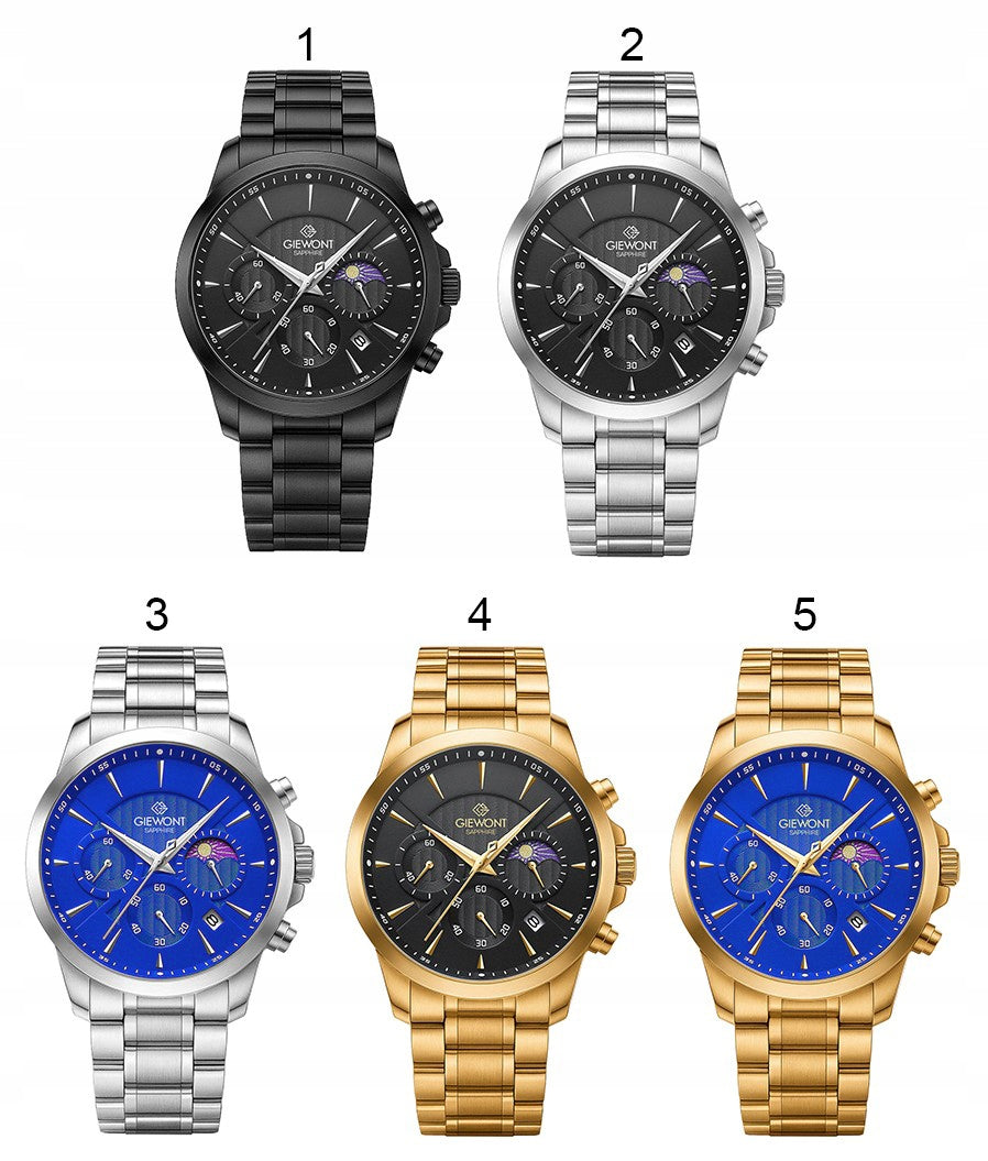 Men's watch Giewont Bracelet Chronograph Sapphire GW9460 + BOX + ENGRAVING Packaging status original