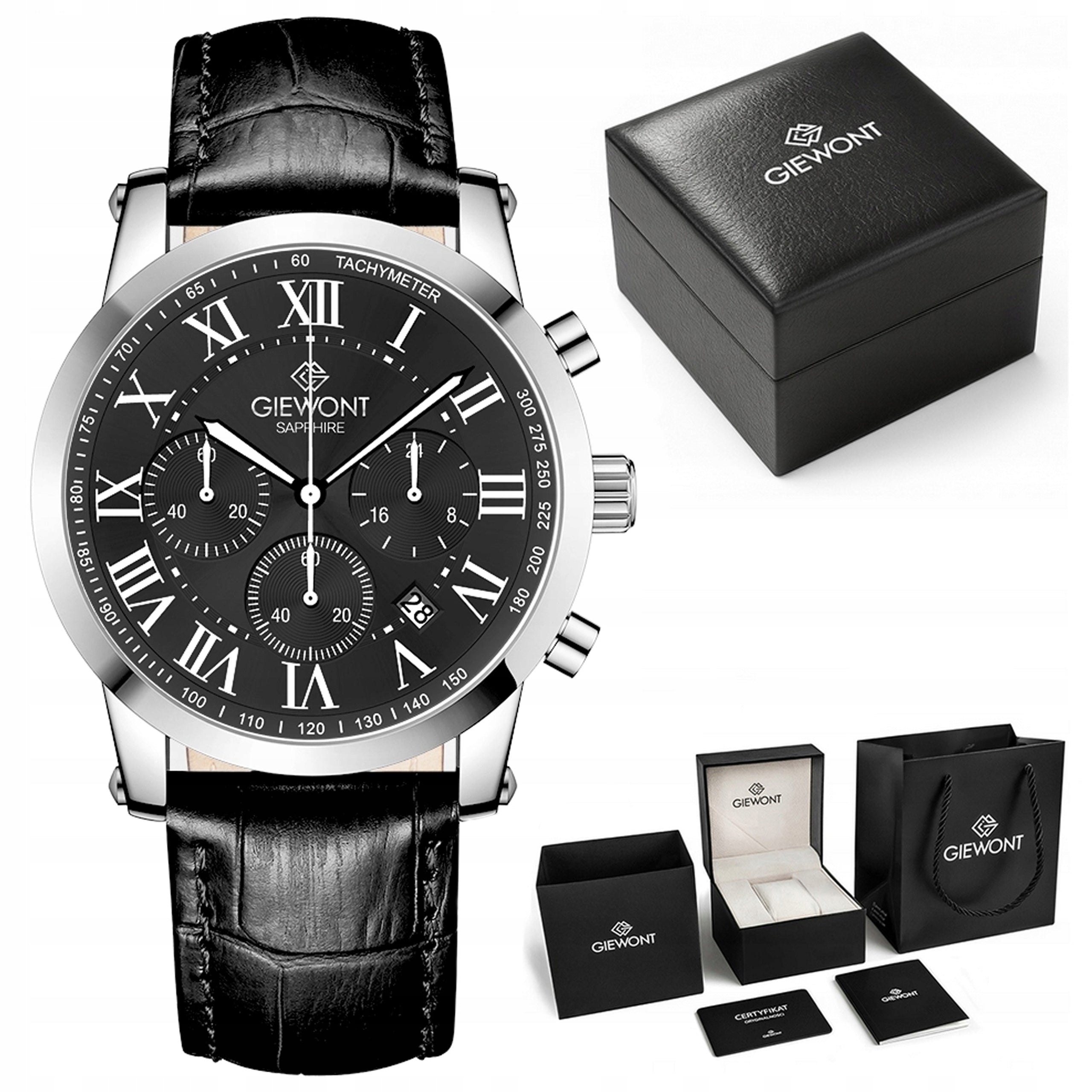 Men's watch Giewont Leather Strap Chronograph GW6260 + BOX + ENGRAVING
