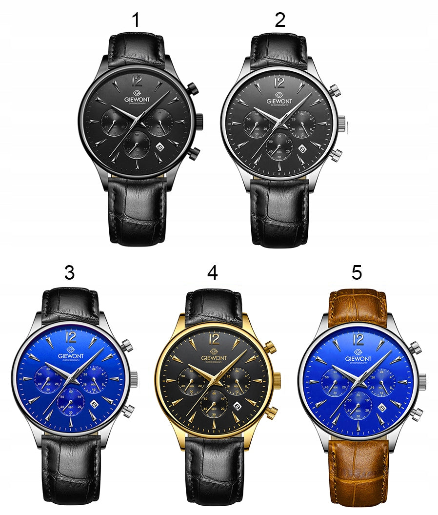 Men's watch Giewont Leather Strap Chronograph GW6310 + BOX + ENGRAVING Packaging status original
