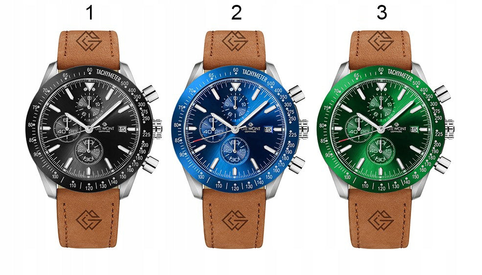 Men's watch Giewont Leather Strap Chronograph GW8720 + BOX + ENGRAVING Packaging status original