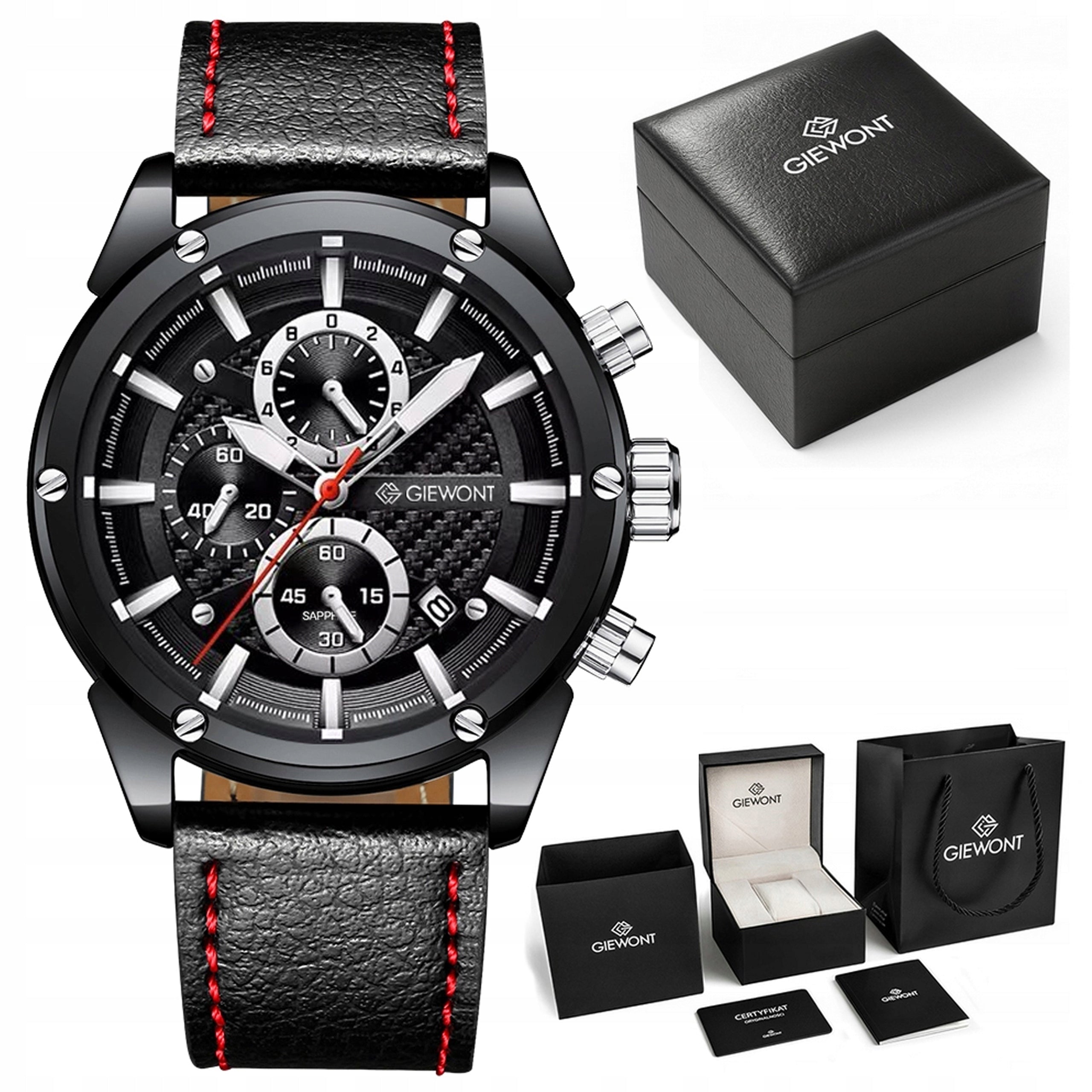 Men's watch Giewont Leather Strap Chronograph GW8810 + BOX + ENGRAVING