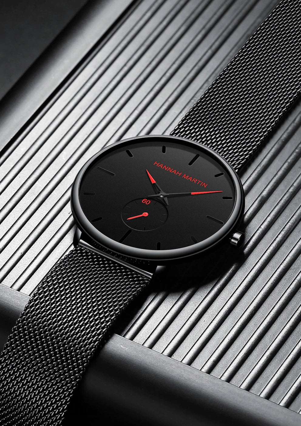 Men's watch Hannah Martin black bracelet red hands EAN (GTIN) 4059252334759