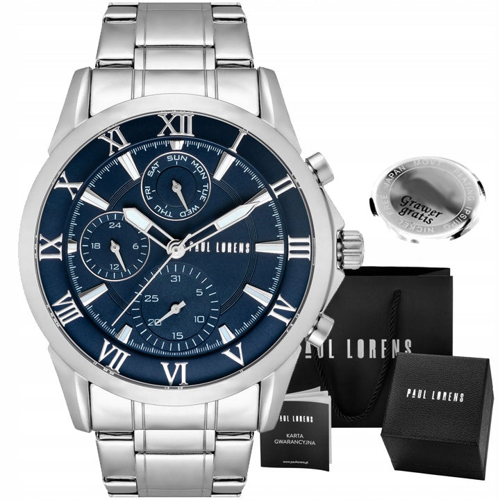 Men's watch Paul Lorens NEXTON multi-date stylish BOX+ ENGRAVING