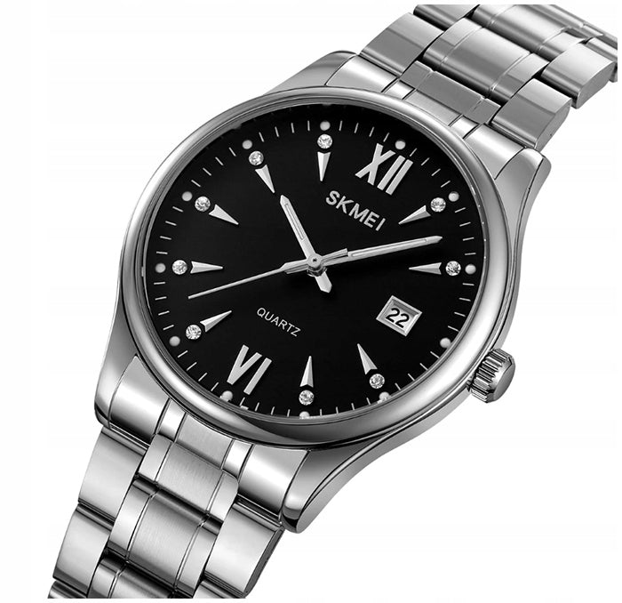 Men's watch SKMEI analog bracelet classic date silver black Brand Skmei