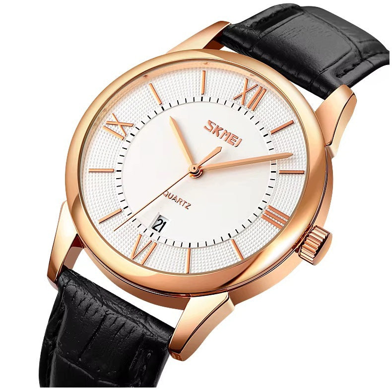 Men's watch SKMEI analog leather strap date classic Brand Skmei