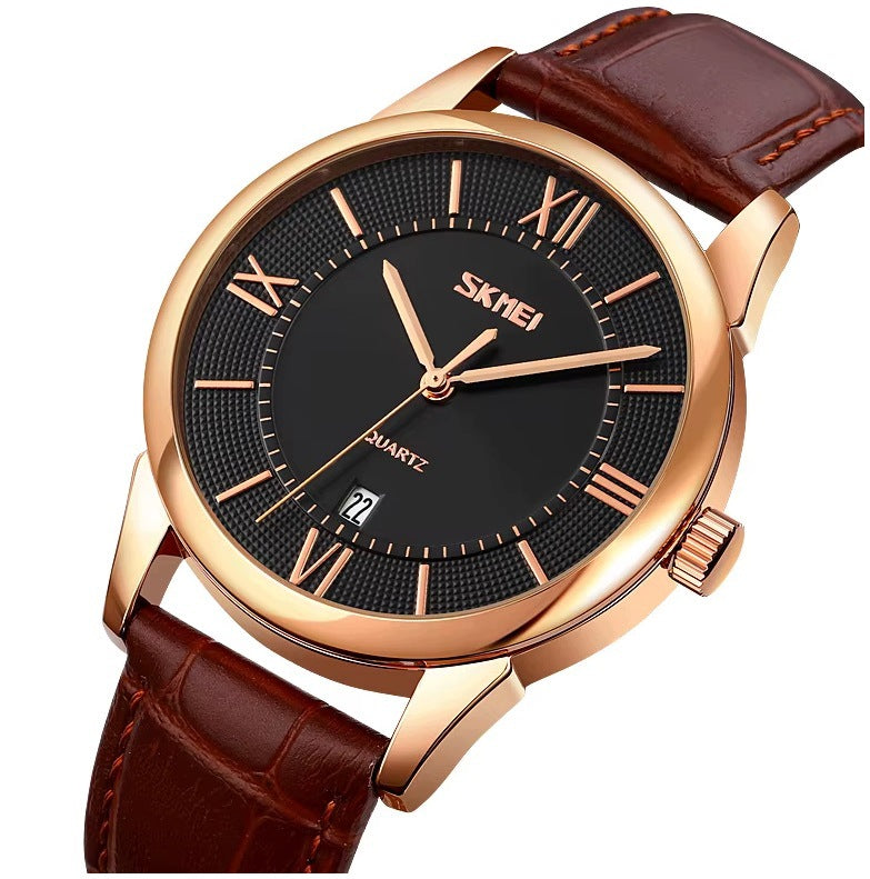 Men's watch SKMEI analog leather strap date classic Packaging status original