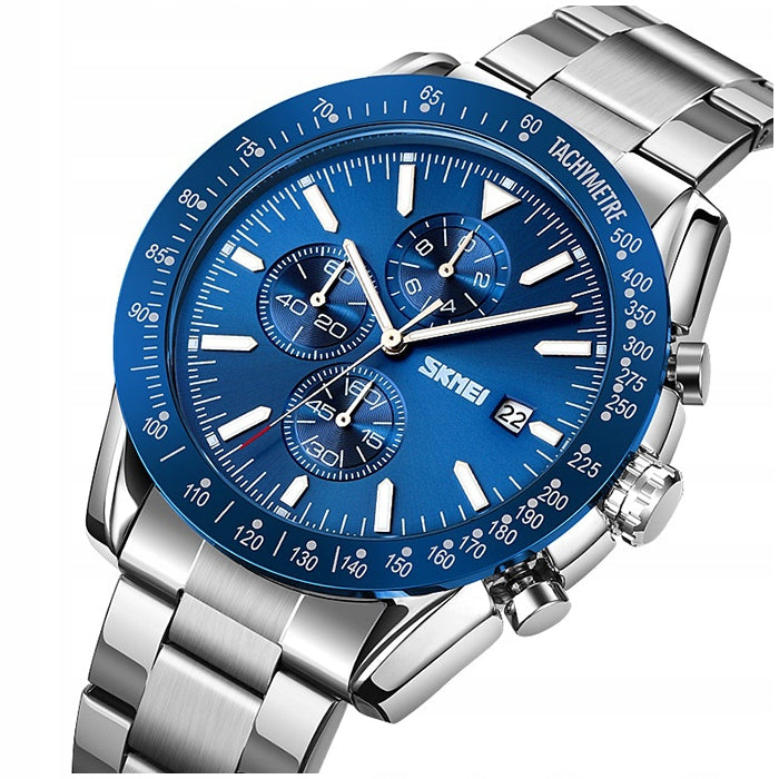 Men's watch SKMEI analog steel bracelet date chronograph