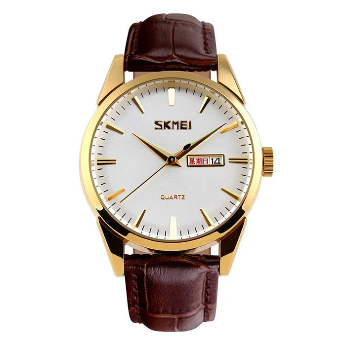 Men's watch SKMEI analog strap leather classic date Packaging status original