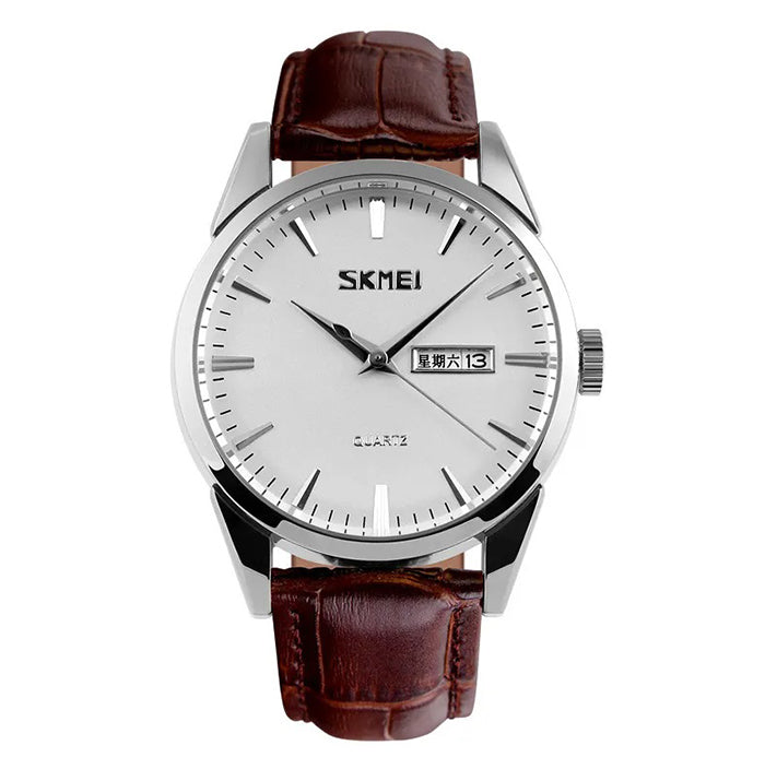 Men's watch SKMEI analog strap leather classic date