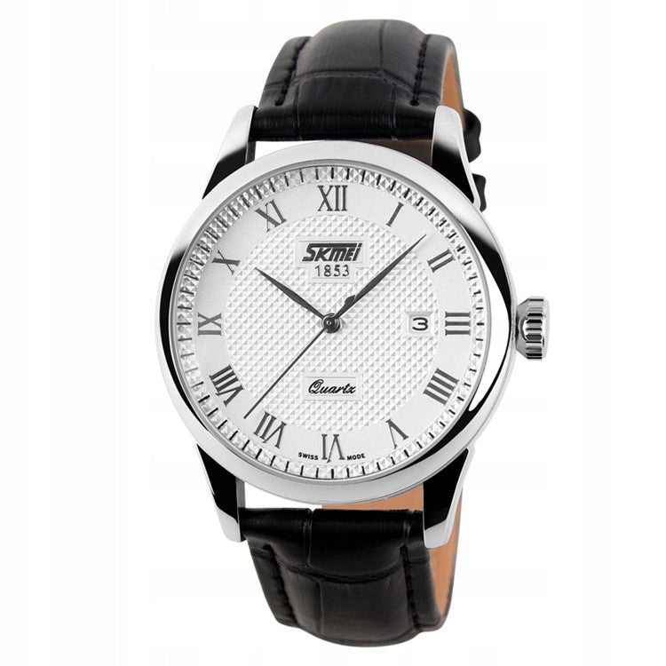 Men's watch SKMEI analog strap leather date classic Packaging status original