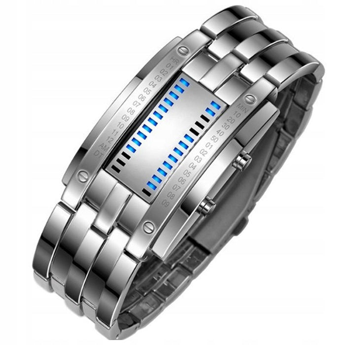 Men's watch SKMEI binary bracelet black silver Packaging status original