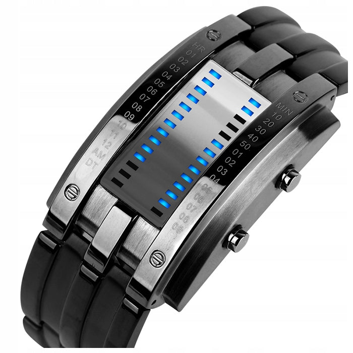 Men's watch SKMEI binary silver black LED Brand Skmei